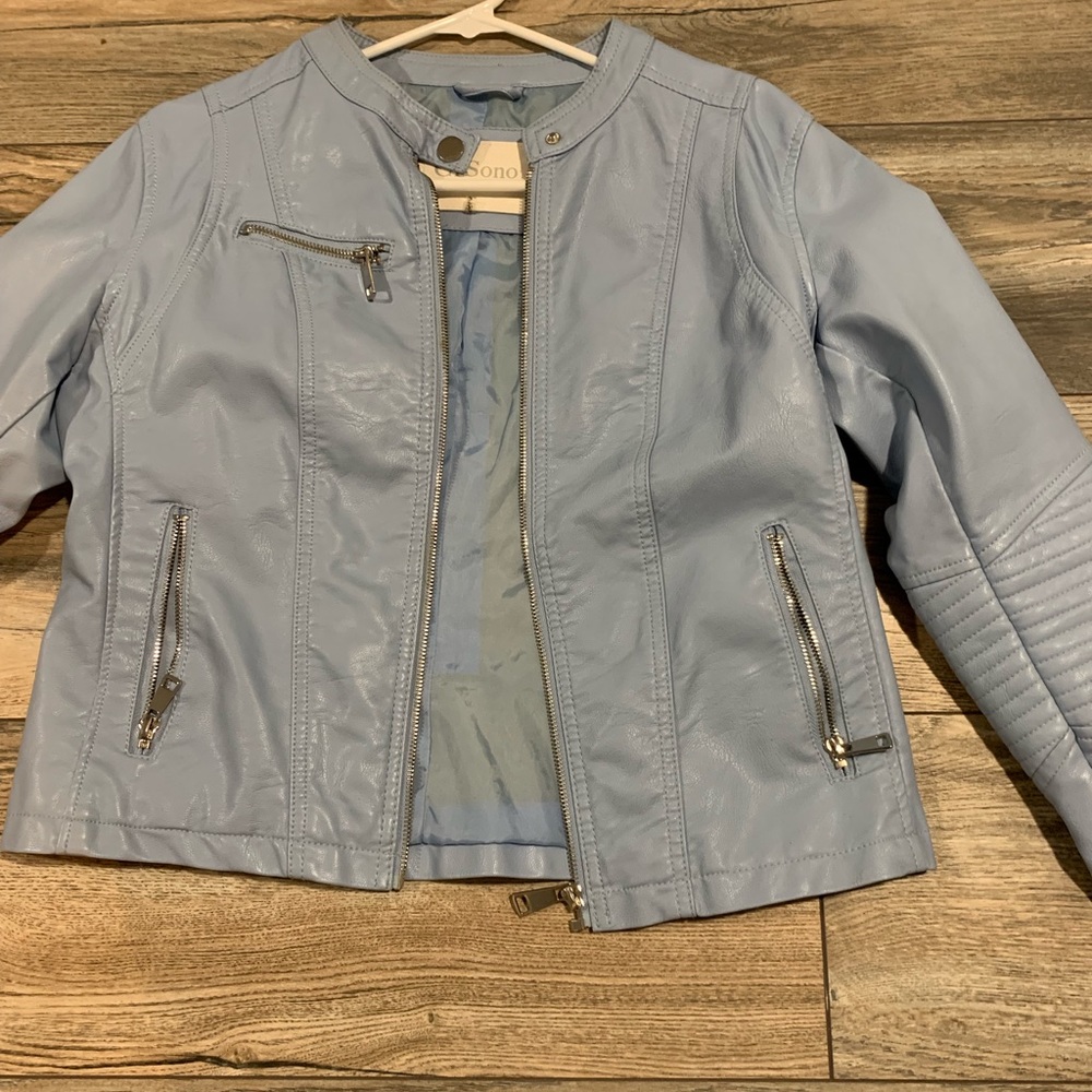 Blue leather jacket - Picture 2 of 2